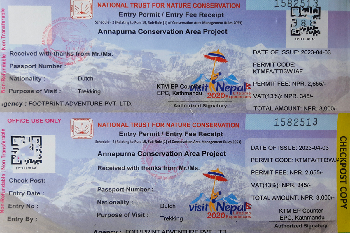 Trekking Permit Annapurna- "Annapurna Conservation Area Project Permit (ACAP)"